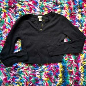 Bozzolo Women’s Black Long-sleeve Crop Top